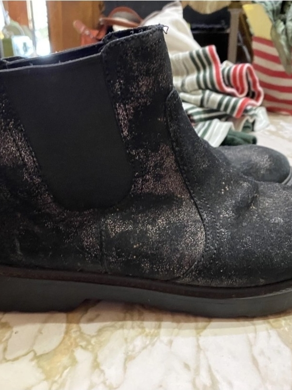 UGG Black Glitter Chelsea Ankle Boot